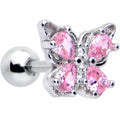 BodyCandy 16G 1/4 Pink Gem Butterfly Glory Cartilage Tragus Earring — main product shot