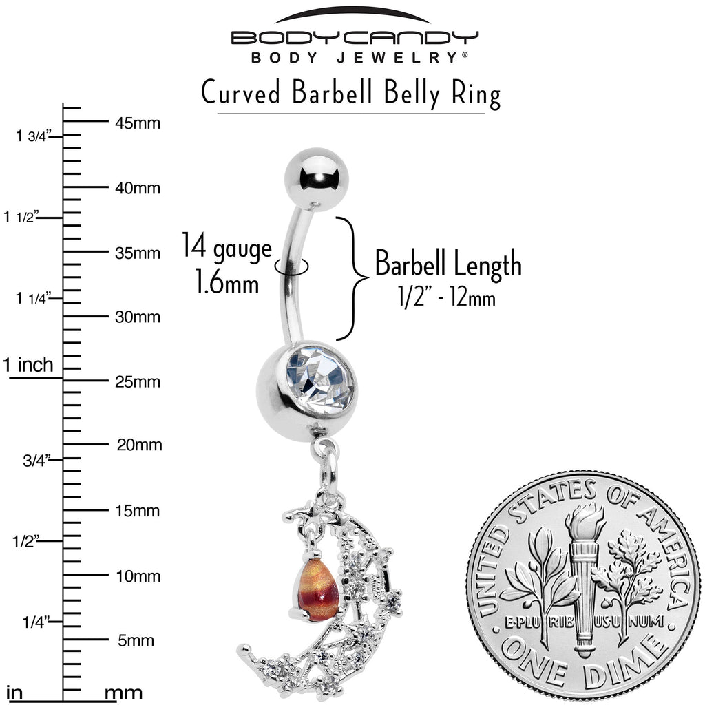 BodyCandy Orange Clear Gem Constellation Moon Dangle Belly Ring — alternative angle