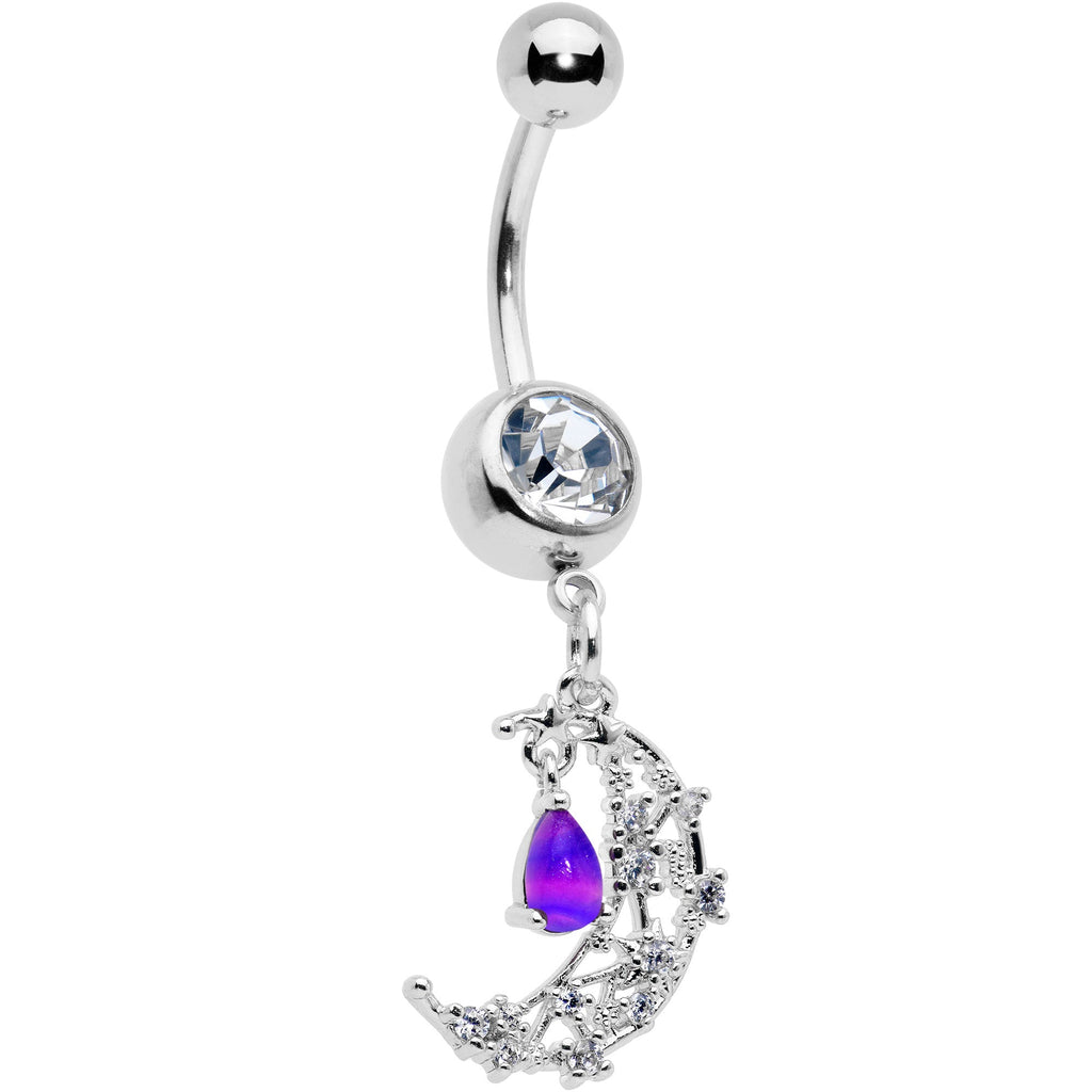 BodyCandy Purple Clear Gem Constellation Moon Dangle Belly Ring — main product shot