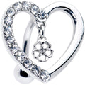 BodyCandy Clear CZ Gem Asymmetrical Heart Flower Dangle Top Mount Belly Ring — main product shot