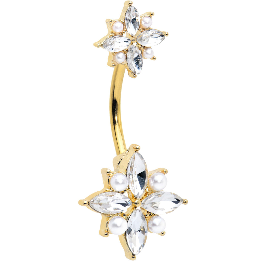 BodyCandy Clear Gem Gold Tone Star Power Double Mount Belly Ring — main product shot