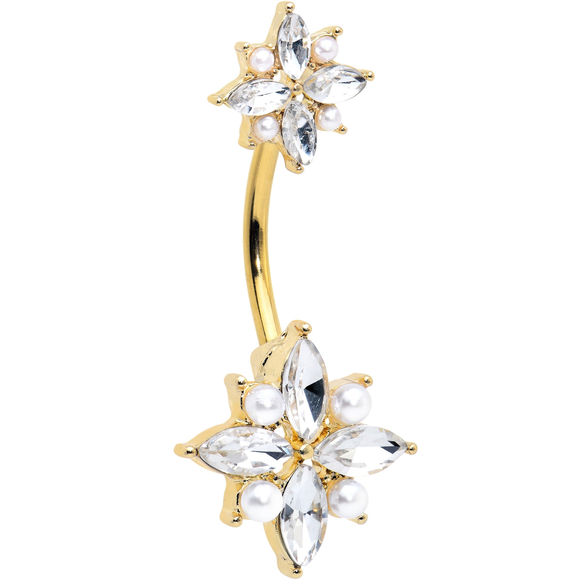 BodyCandy Clear Gem Gold Tone Star Power Double Mount Belly Ring — main product shot