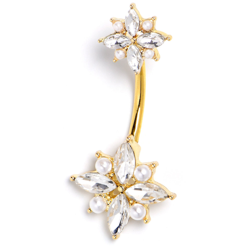 BodyCandy Clear Gem Gold Tone Star Power Double Mount Belly Ring — lifestyle context