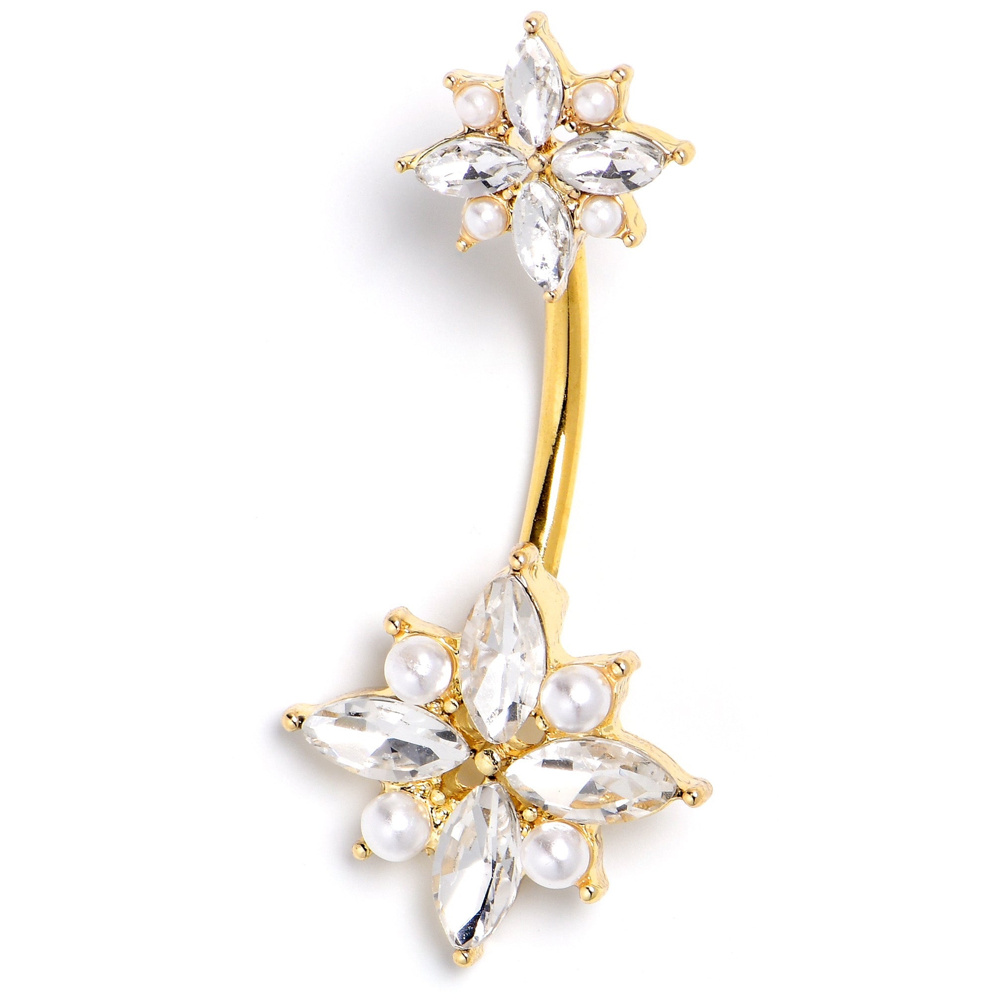BodyCandy Clear Gem Gold Tone Star Power Double Mount Belly Ring — lifestyle context