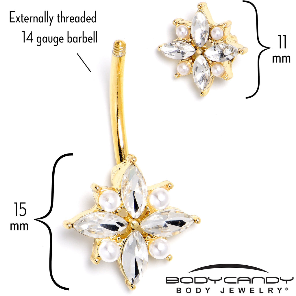 BodyCandy Clear Gem Gold Tone Star Power Double Mount Belly Ring — back view