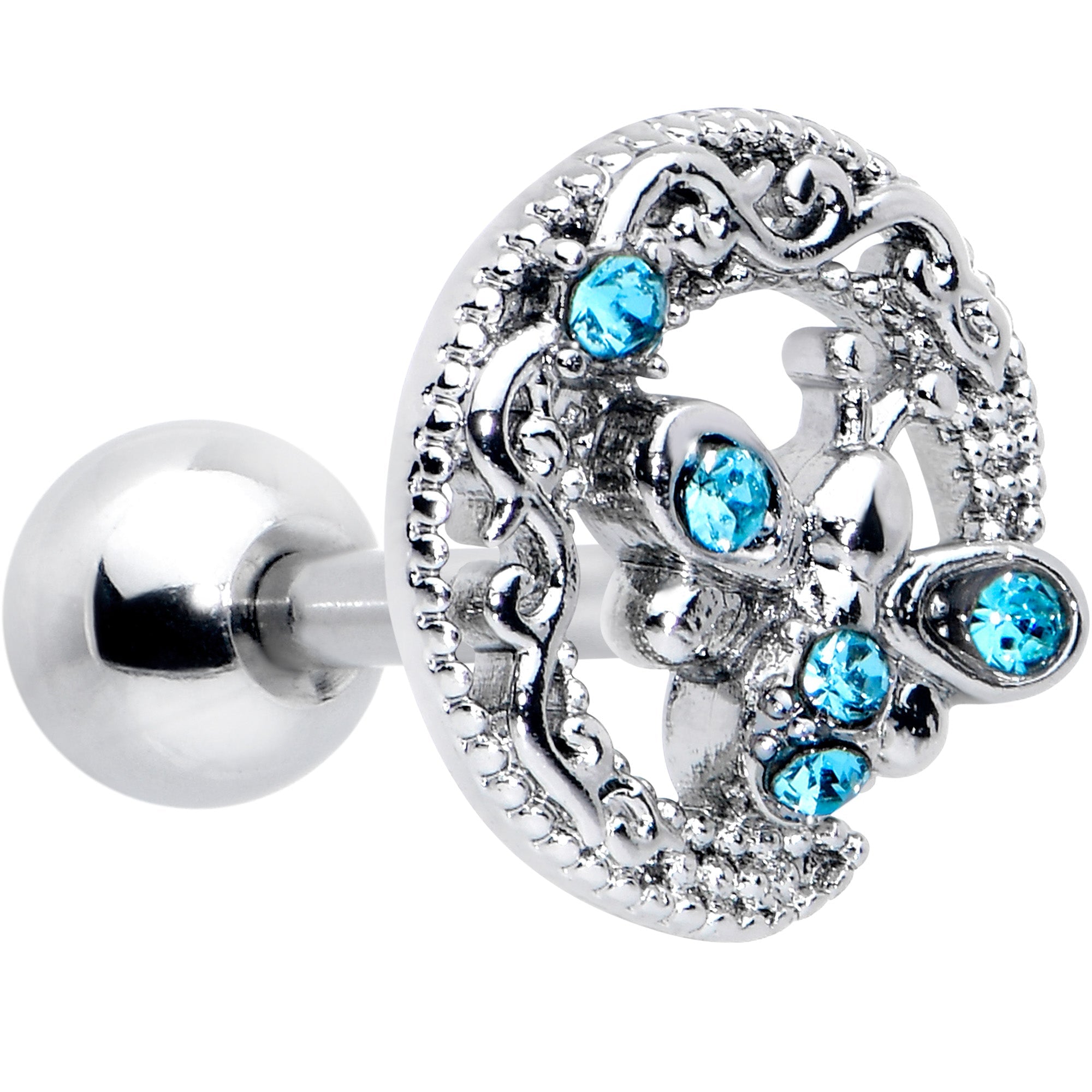 BodyCandy 16G 1/4 Blue Gem Lunar Dragonfly Cartilage Tragus Earring — main product shot