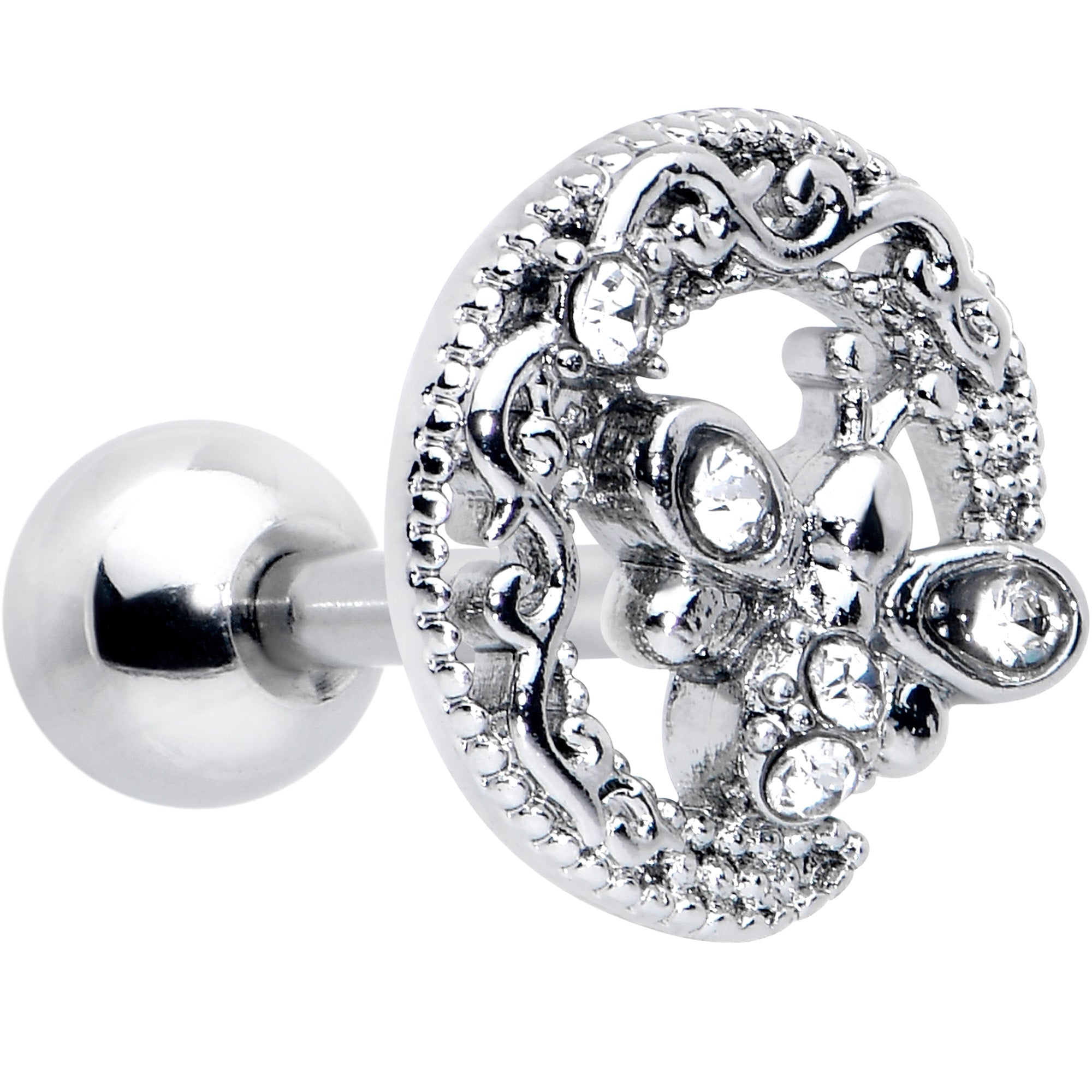 BodyCandy 16G 1/4 Clear Gem Lunar Dragonfly Cartilage Tragus Earring — main product shot