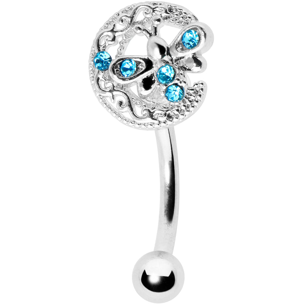BodyCandy 16G 5/16 Blue Gem Lunar Dragonfly Curved Eyebrow Ring — main product shot