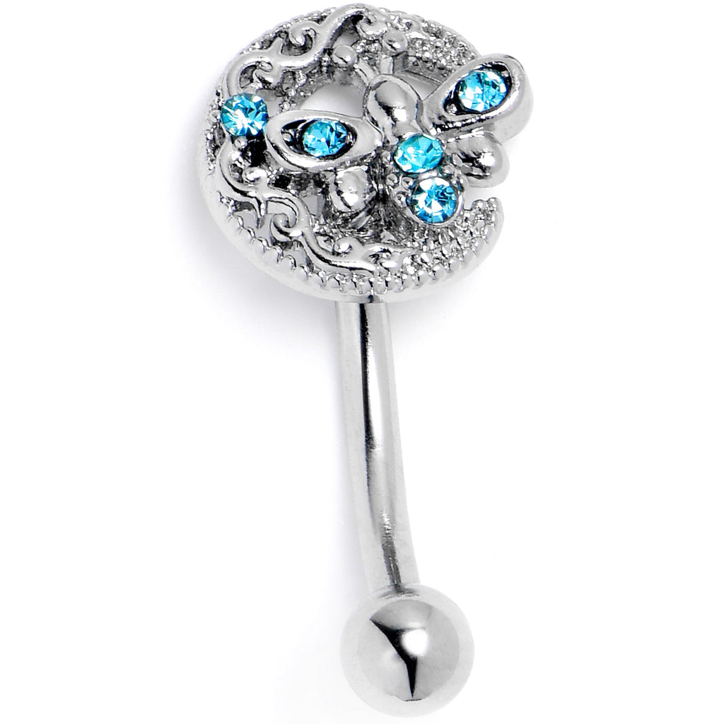 BodyCandy 16G 5/16 Blue Gem Lunar Dragonfly Curved Eyebrow Ring — lifestyle context