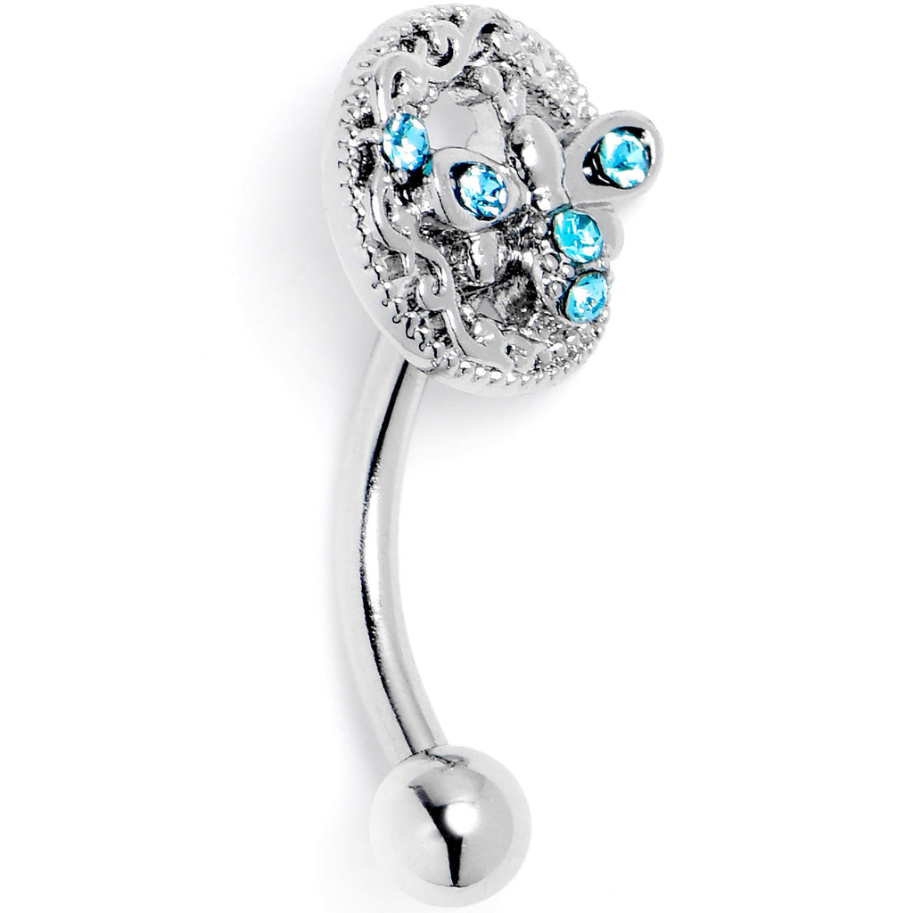 BodyCandy 16G 5/16 Blue Gem Lunar Dragonfly Curved Eyebrow Ring — side view