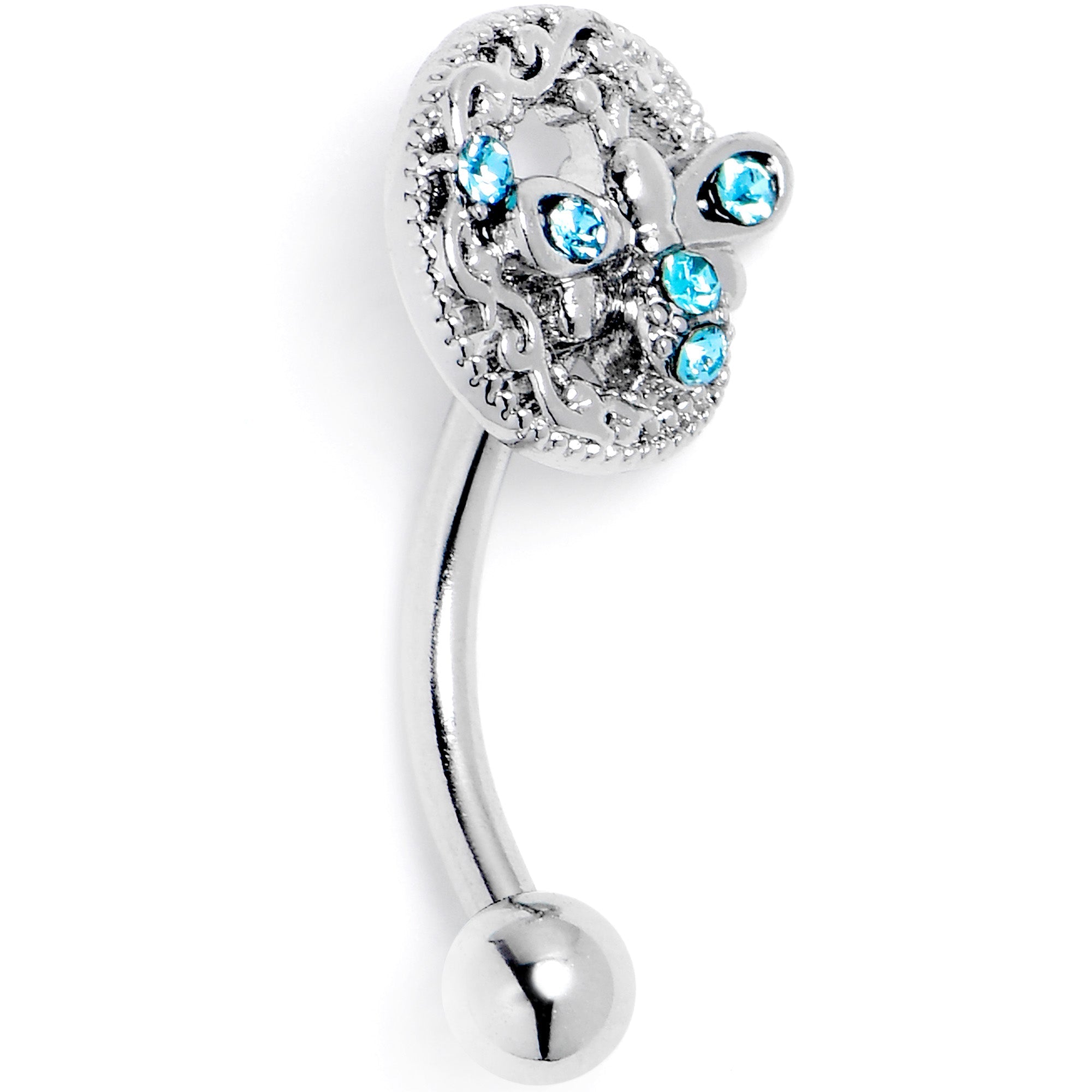 BodyCandy 16G 5/16 Blue Gem Lunar Dragonfly Curved Eyebrow Ring — side view