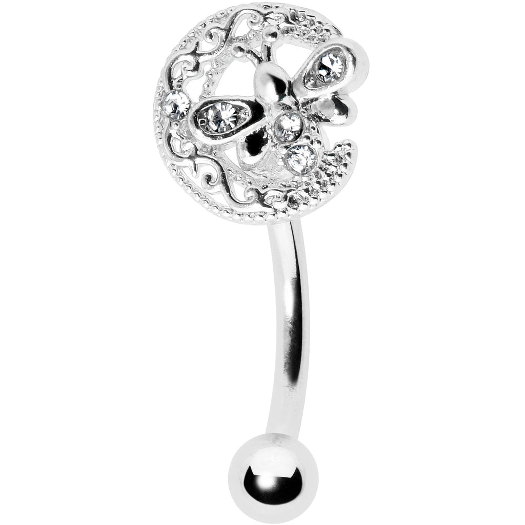 BodyCandy 16G 5/16 Clear Gem Lunar Dragonfly Curved Eyebrow Ring — main product shot