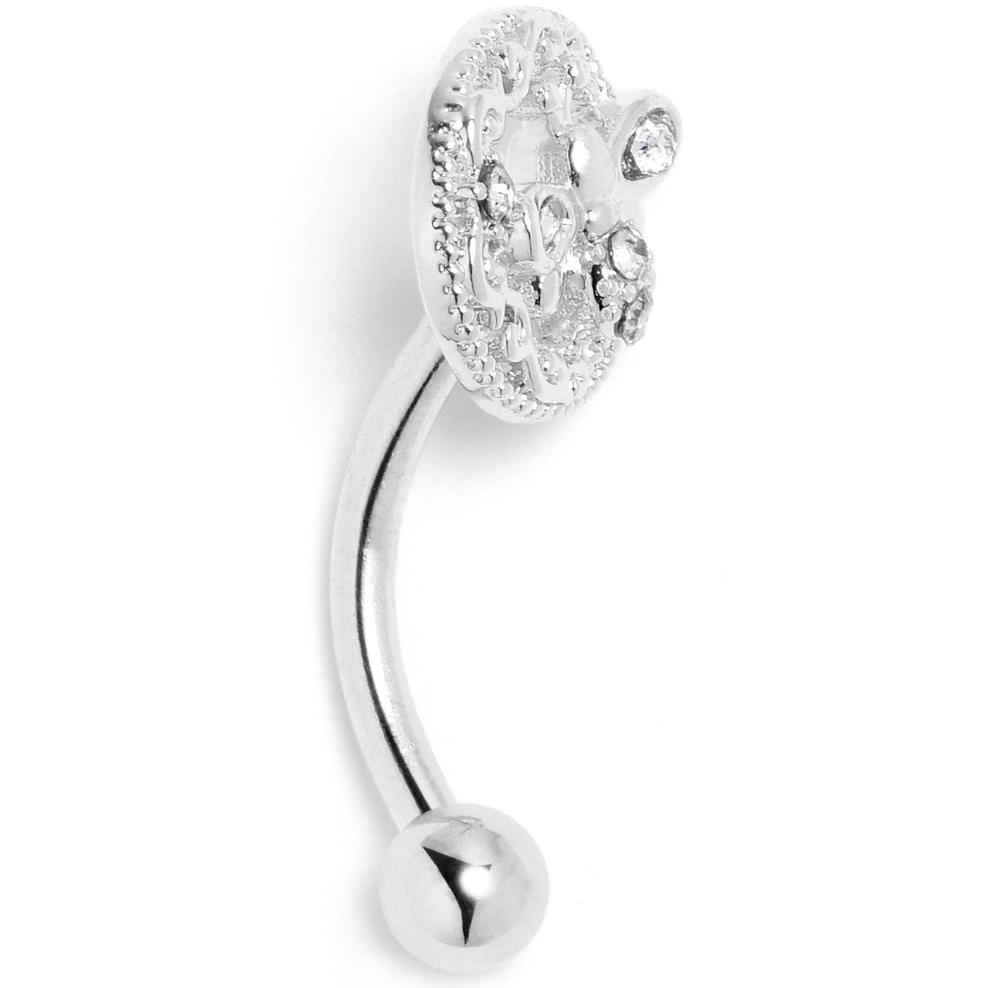 BodyCandy 16G 5/16 Clear Gem Lunar Dragonfly Curved Eyebrow Ring — side view
