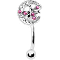 BodyCandy 16G 5/16 Pink Gem Lunar Dragonfly Curved Eyebrow Ring — main product shot