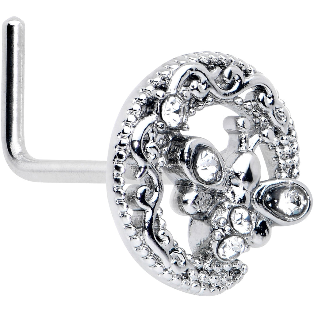 BodyCandy 20G 7mm Clear Gem Lunar Dragonfly L Shape Nose Ring — main product shot