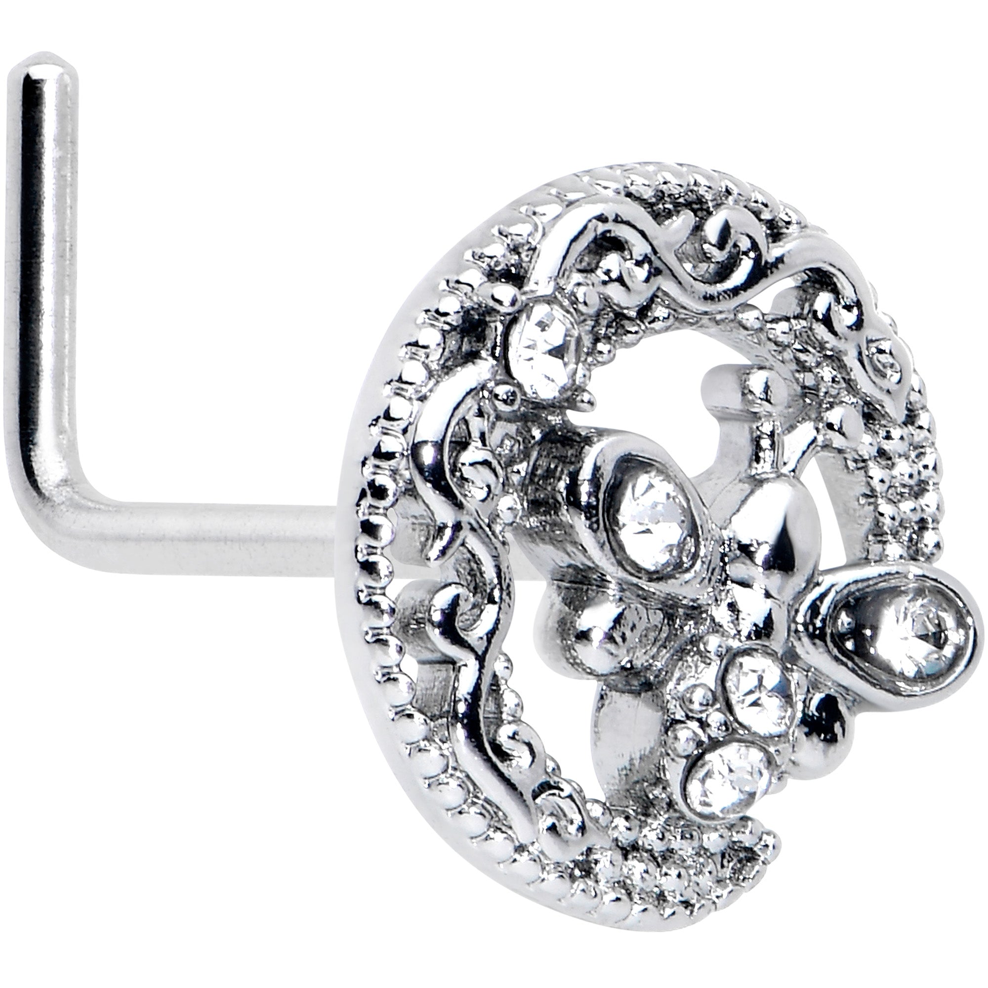 BodyCandy 20G 7mm Clear Gem Lunar Dragonfly L Shape Nose Ring — main product shot