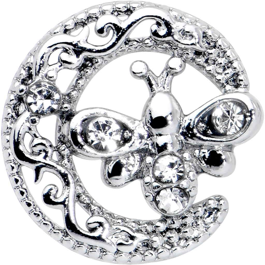BodyCandy 20G 7mm Clear Gem Lunar Dragonfly L Shape Nose Ring — detail close-up