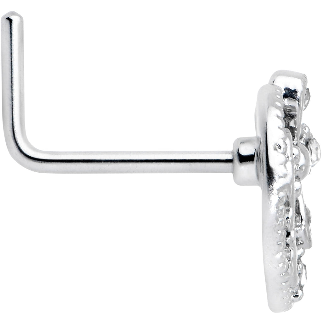 BodyCandy 20G 7mm Clear Gem Lunar Dragonfly L Shape Nose Ring — lifestyle context
