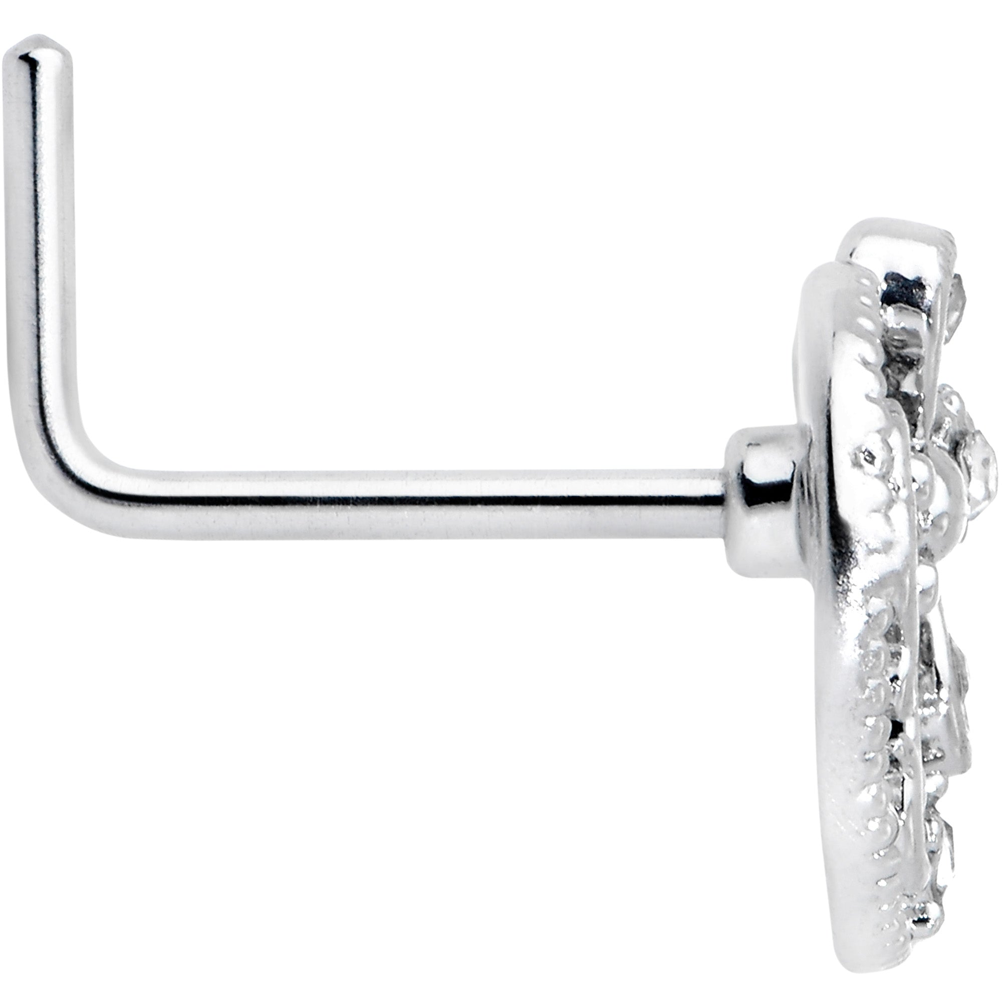 BodyCandy 20G 7mm Clear Gem Lunar Dragonfly L Shape Nose Ring — lifestyle context