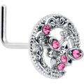 BodyCandy 20G 7mm Pink Gem Lunar Dragonfly L Shape Nose Ring — main product shot