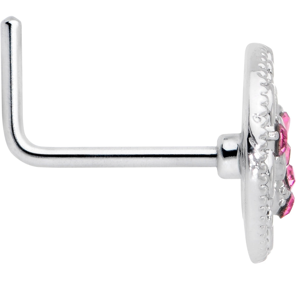 BodyCandy 20G 7mm Pink Gem Lunar Dragonfly L Shape Nose Ring — lifestyle context