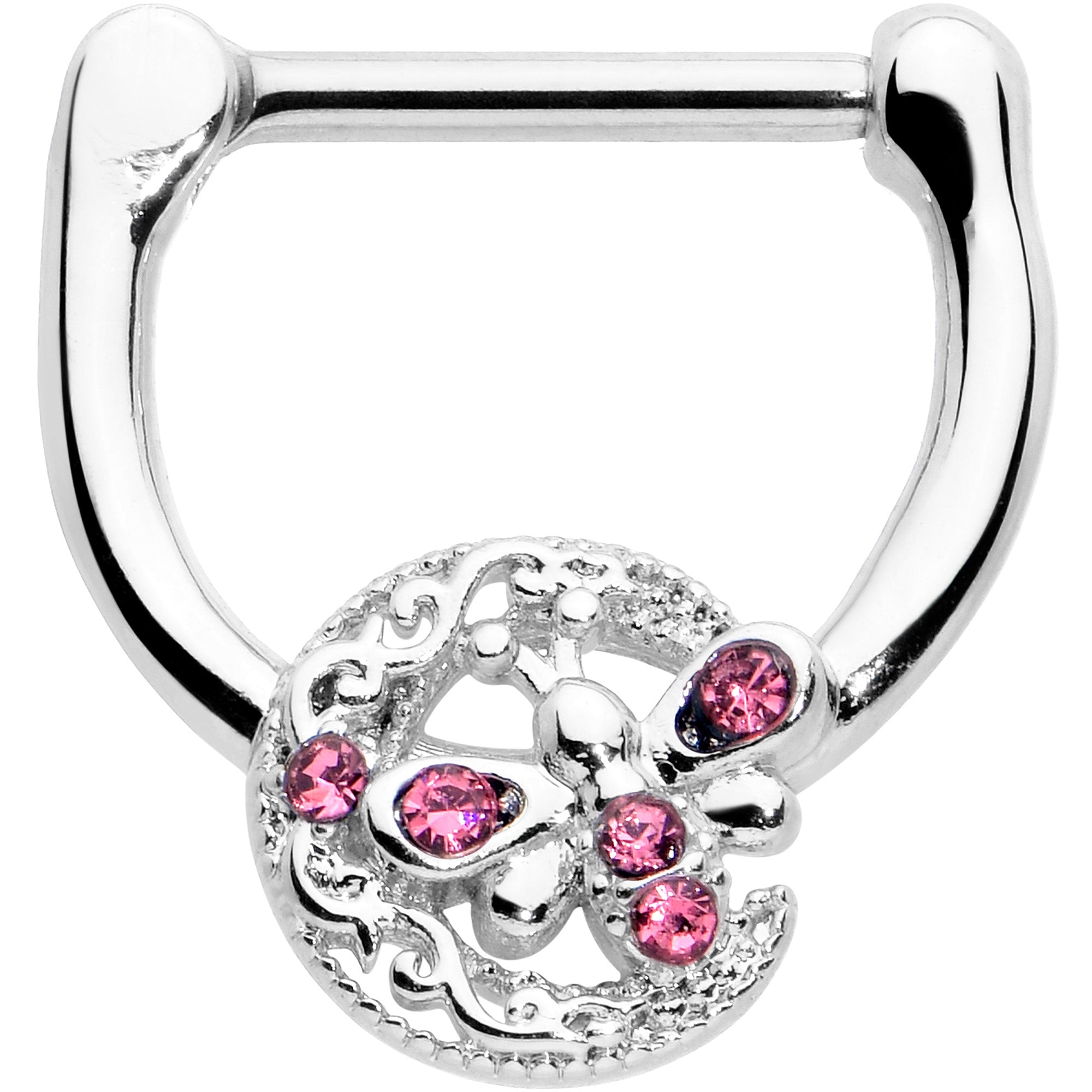 BodyCandy 16G 5/16 Pink Gem Lunar Dragonfly Cartilage Clicker — main product shot