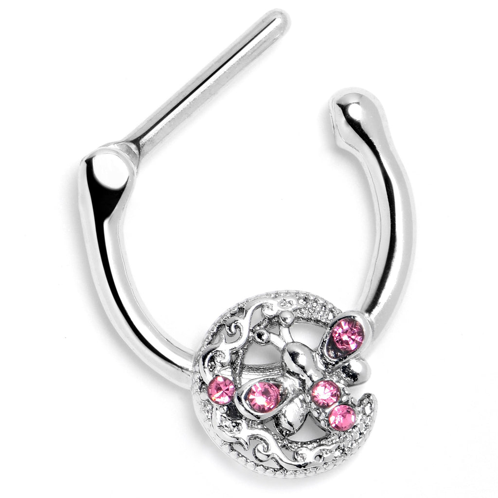 BodyCandy 16G 5/16 Pink Gem Lunar Dragonfly Cartilage Clicker — back view