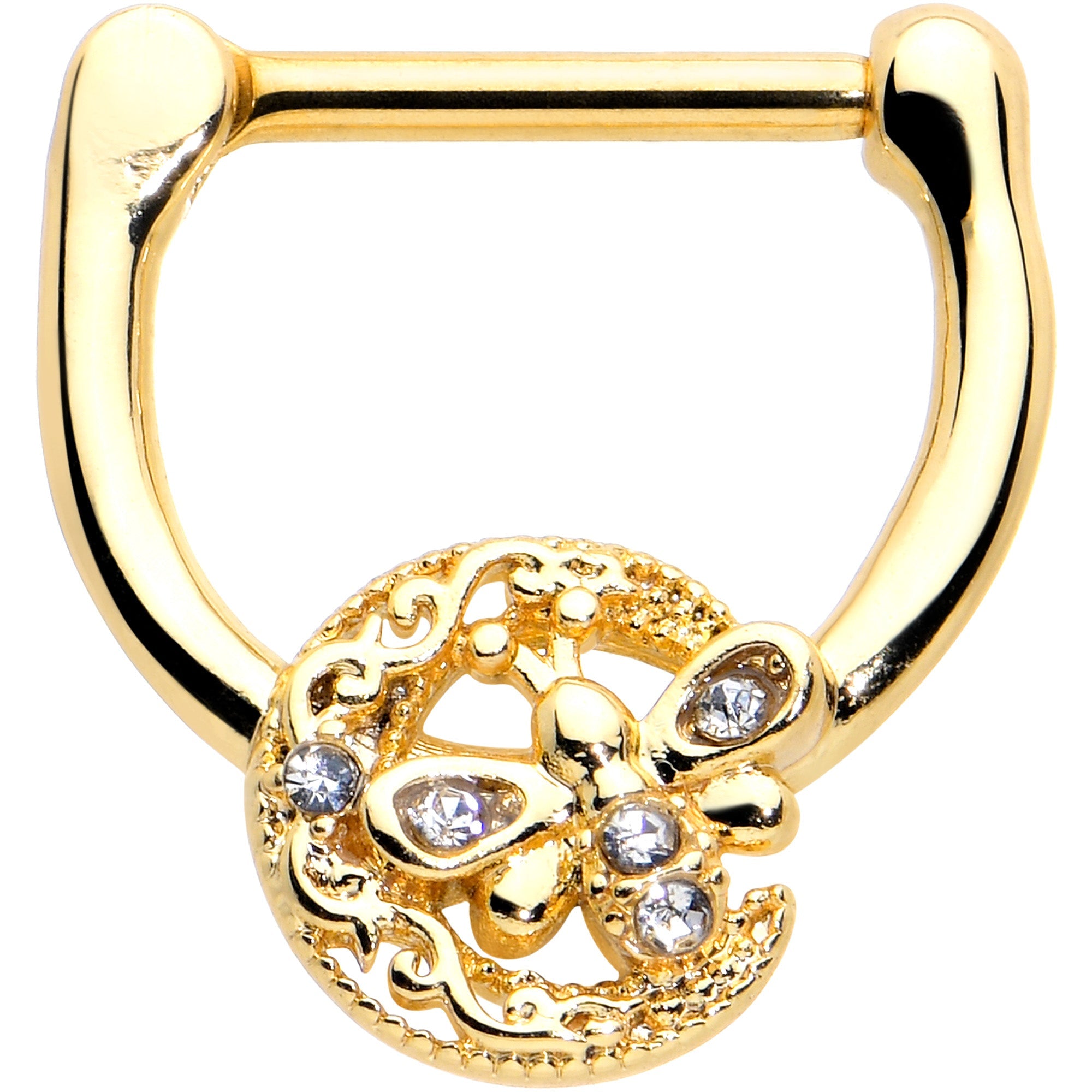 BodyCandy 16G 5/16 Clear Gem Gold Tone Lunar Dragonfly Cartilage Clicker — main product shot