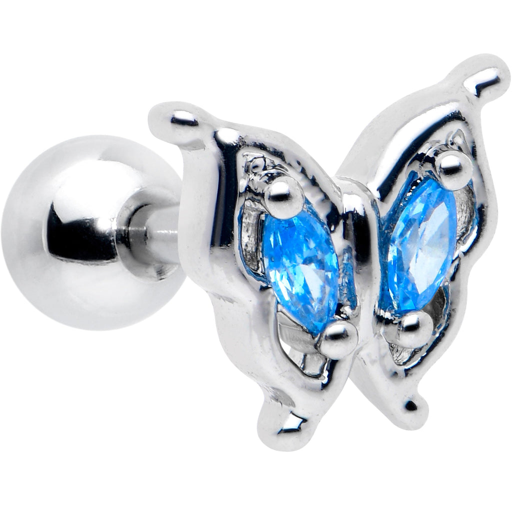 BodyCandy 16G 1/4 Blue Gem Fancy Fab Butterfly Cartilage Tragus Earring — main product shot