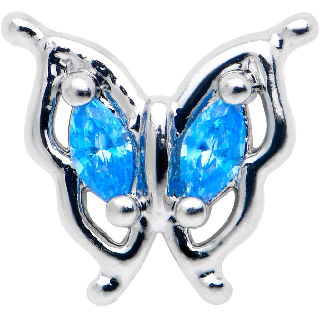 BodyCandy 20G 7mm Blue Gem Fancy Fab Butterfly L Shape Nose Ring — lifestyle context