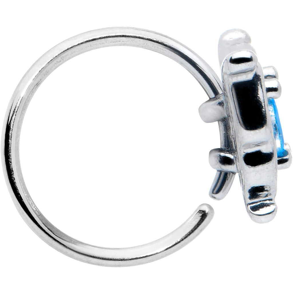 BodyCandy 20G 5/16 Blue Gem Fancy Fab Butterfly Nose Hoop — side view