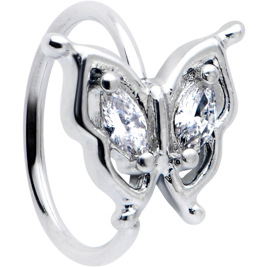 BodyCandy 20G 5/16 Clear Gem Fancy Fab Butterfly Nose Hoop — main product shot