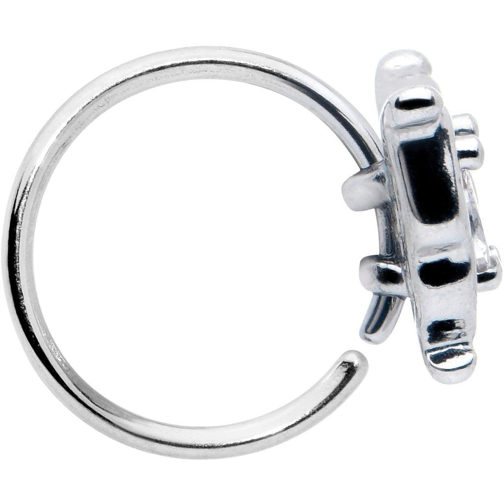 BodyCandy 20G 5/16 Clear Gem Fancy Fab Butterfly Nose Hoop — side view