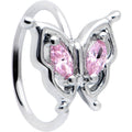 BodyCandy 20G 5/16 Pink Gem Fancy Fab Butterfly Nose Hoop — main product shot
