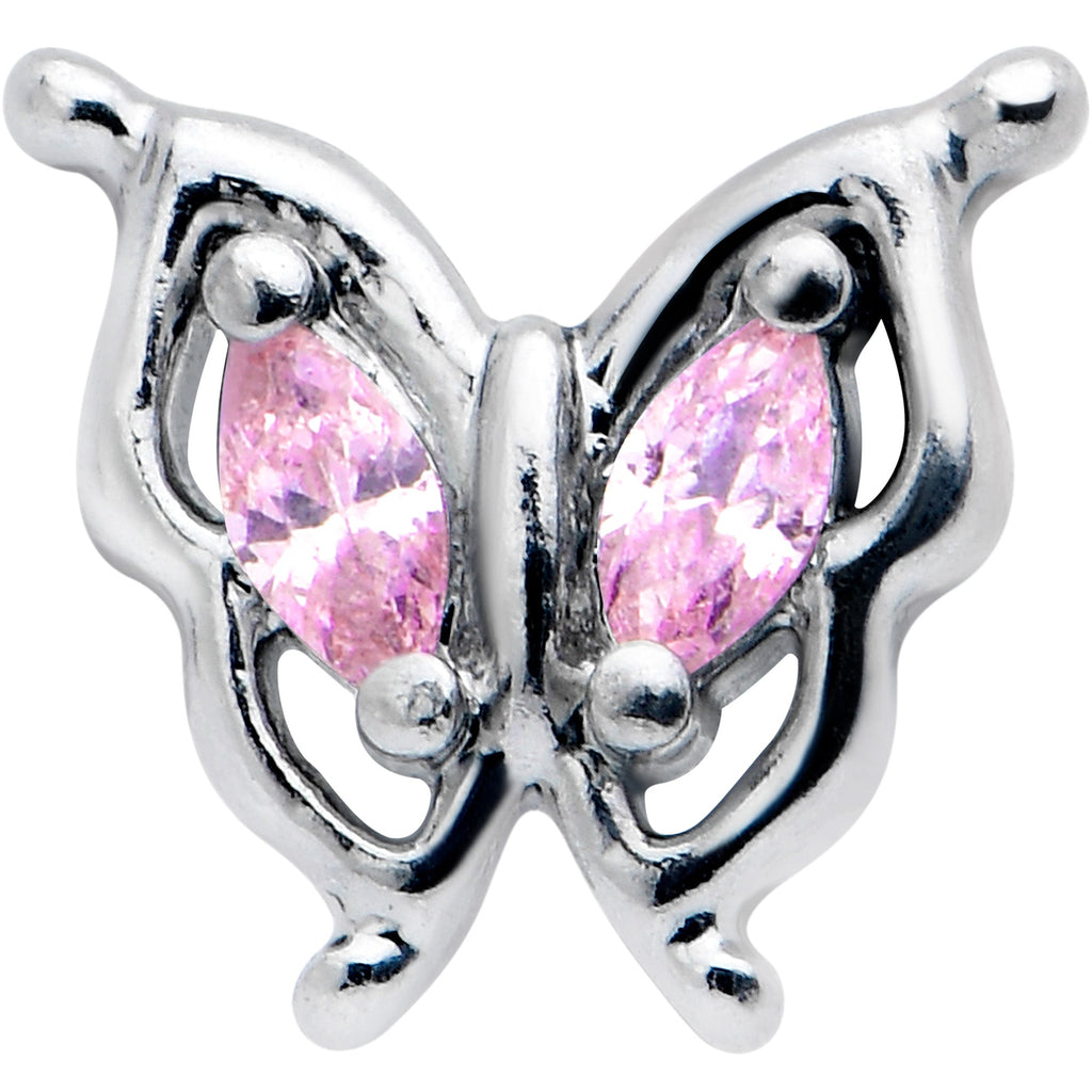 BodyCandy 20G 5/16 Pink Gem Fancy Fab Butterfly Nose Hoop — lifestyle context