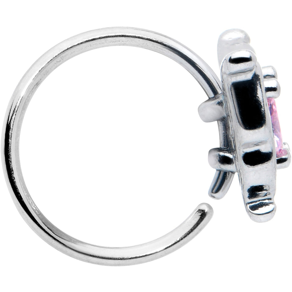 BodyCandy 20G 5/16 Pink Gem Fancy Fab Butterfly Nose Hoop — side view