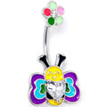 BodyCandy Clear CZ Gem Butterfly Love Bug Heart Flower Double Mount Belly Ring — main product shot