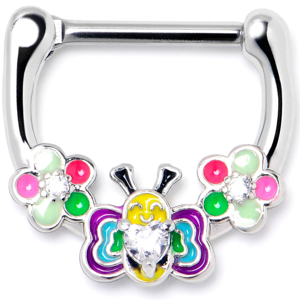BodyCandy 16G 5/16 Clear CZ Gem Butterfly Love Bug Flower Cartilage Clicker — main product shot