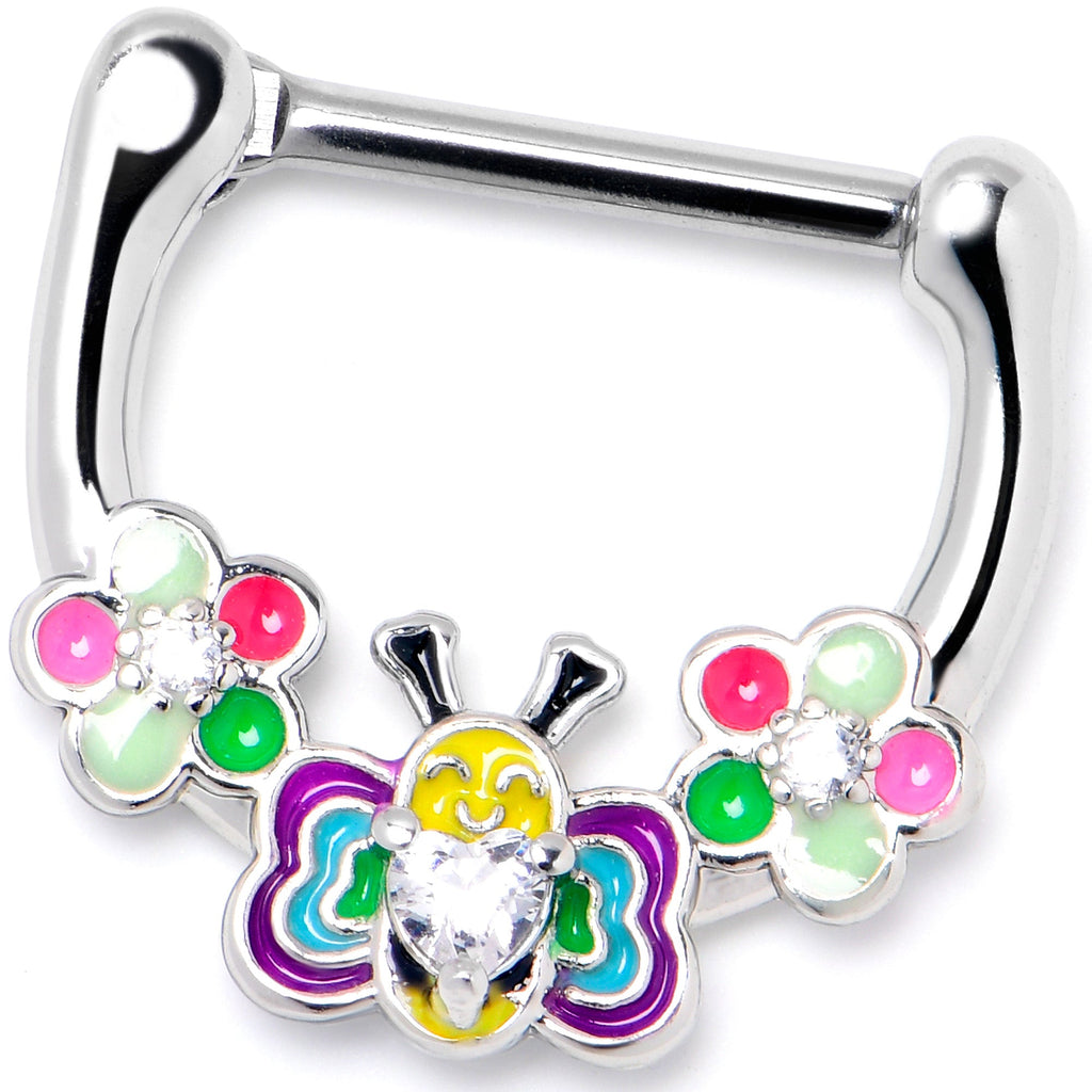 BodyCandy 16G 5/16 Clear CZ Gem Butterfly Love Bug Flower Cartilage Clicker — lifestyle context