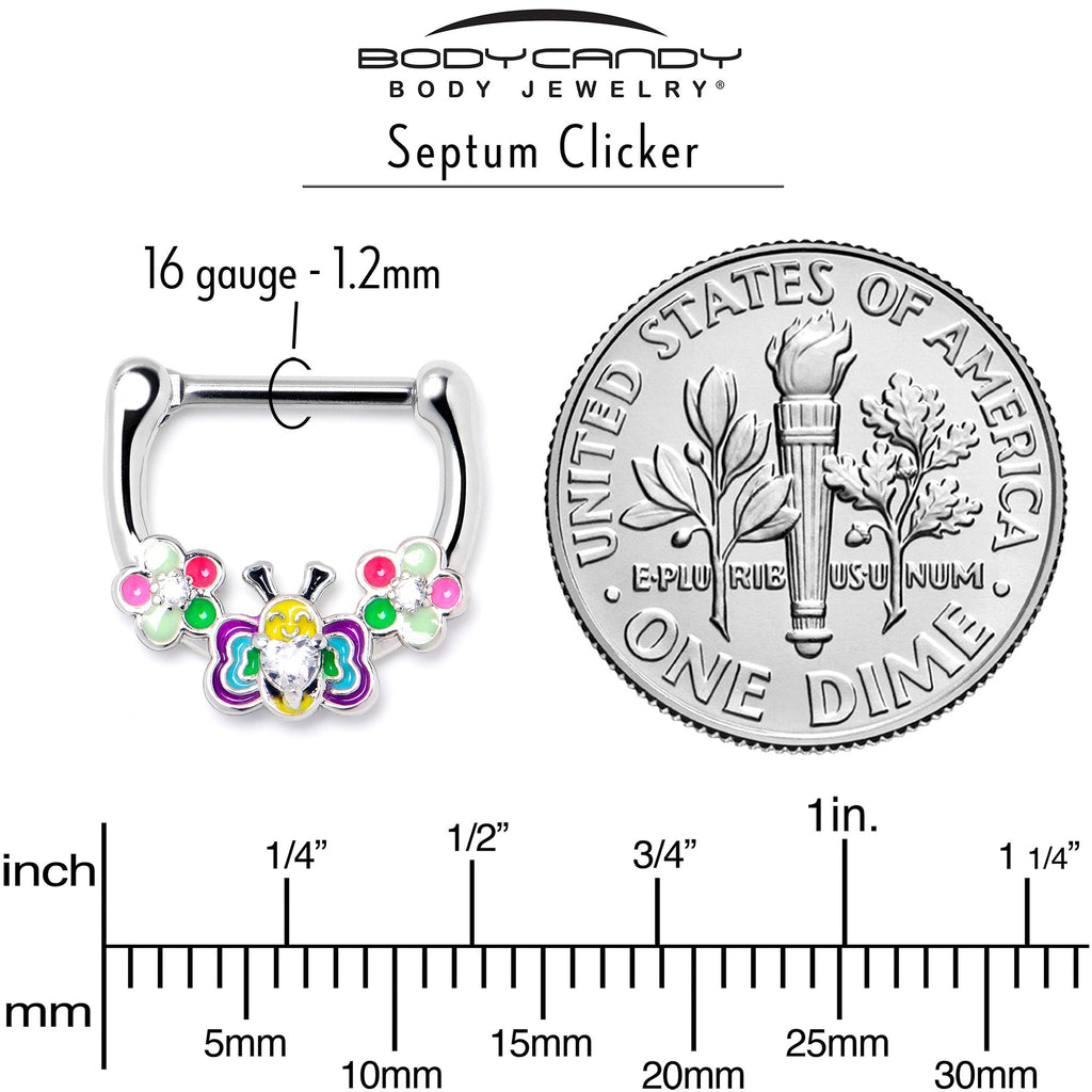 BodyCandy 16G 5/16 Clear CZ Gem Butterfly Love Bug Flower Cartilage Clicker — alternative angle