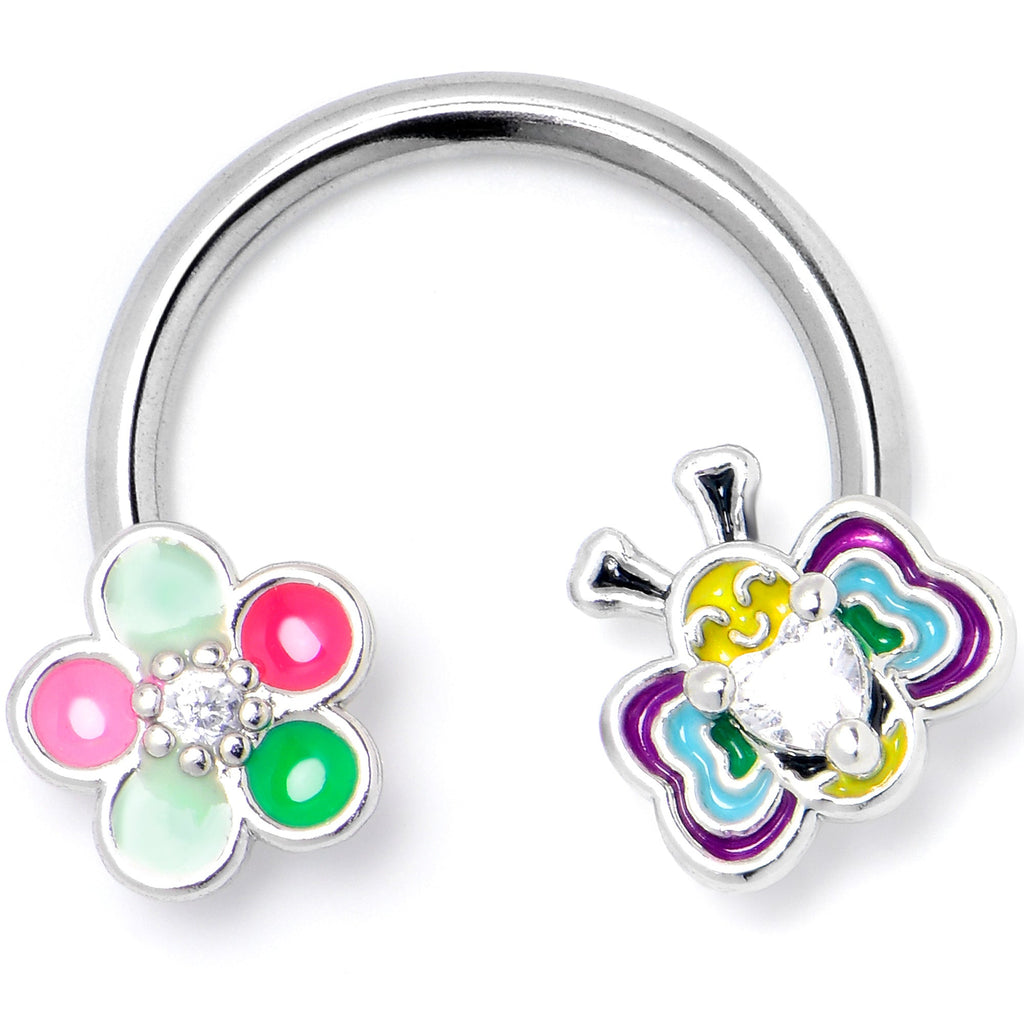 BodyCandy 16G 3/8 Clear CZ Gem Butterfly Love Bug Horseshoe Circular Barbell — main product shot