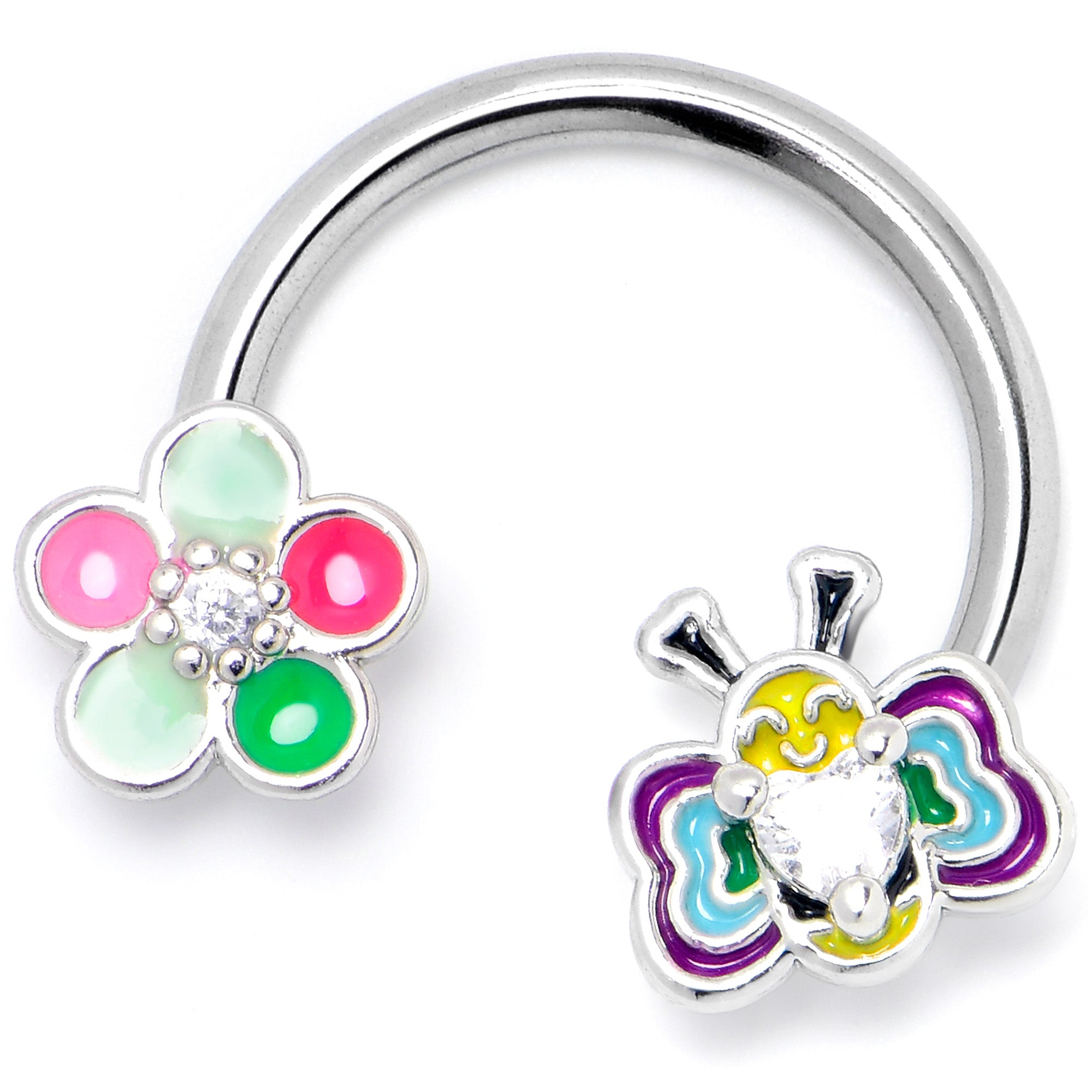 BodyCandy 16G 3/8 Clear CZ Gem Butterfly Love Bug Horseshoe Circular Barbell — lifestyle context
