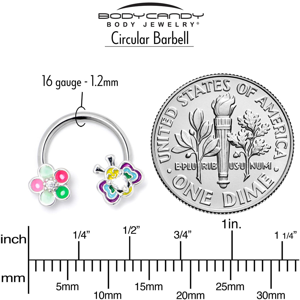 BodyCandy 16G 3/8 Clear CZ Gem Butterfly Love Bug Horseshoe Circular Barbell — alternative angle