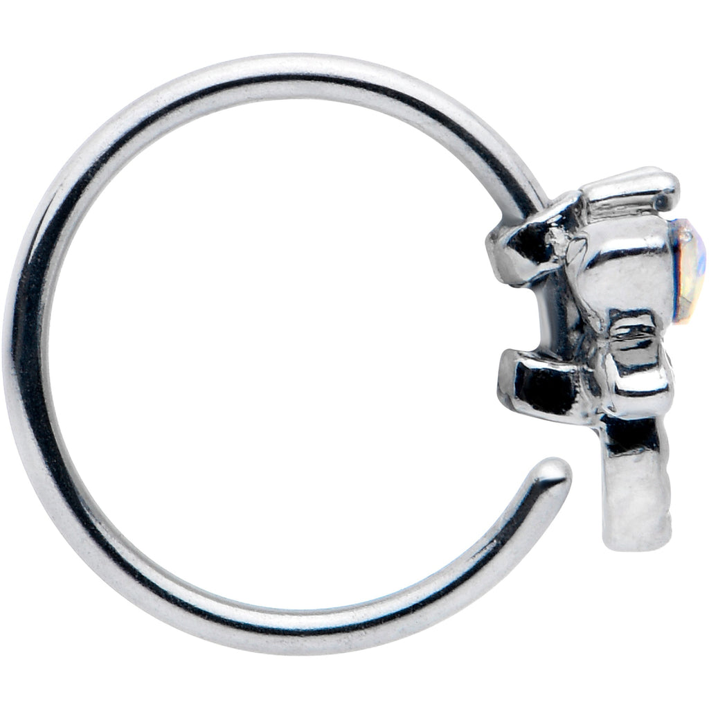 BodyCandy 20G 5/16 Aurora CZ Gem Understated Dragonfly Nose Hoop — lifestyle context