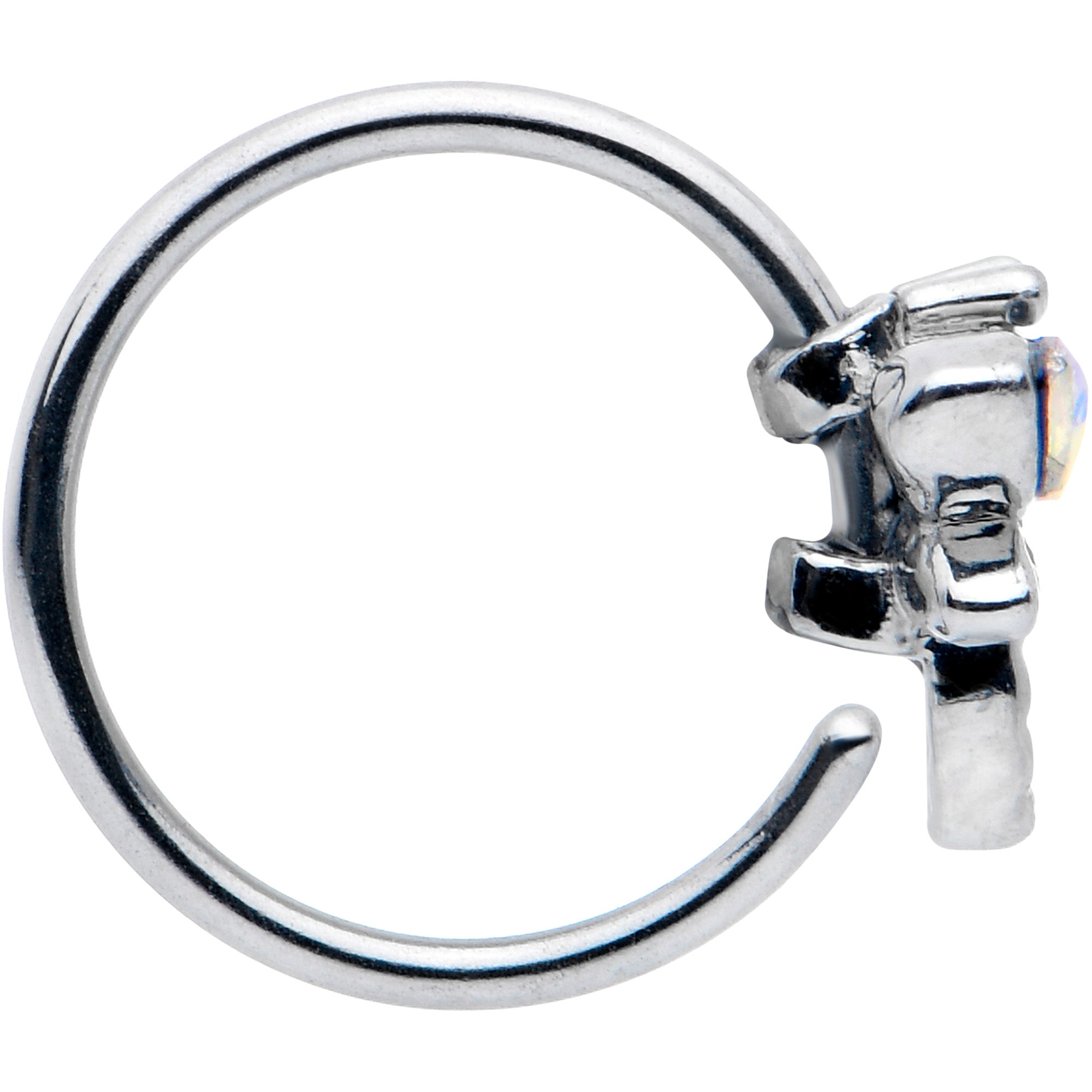 BodyCandy 20G 5/16 Aurora CZ Gem Understated Dragonfly Nose Hoop — lifestyle context