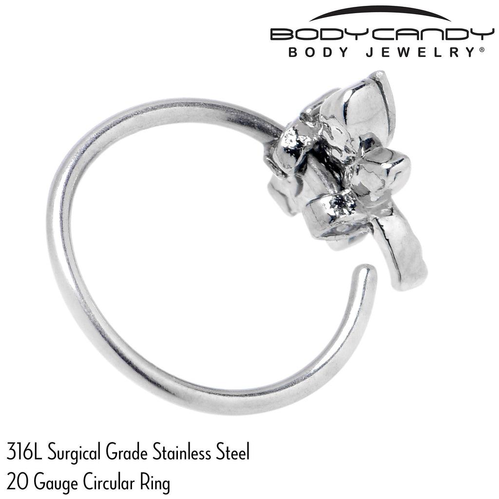 BodyCandy 20G 5/16 Aurora CZ Gem Understated Dragonfly Nose Hoop — alternative angle