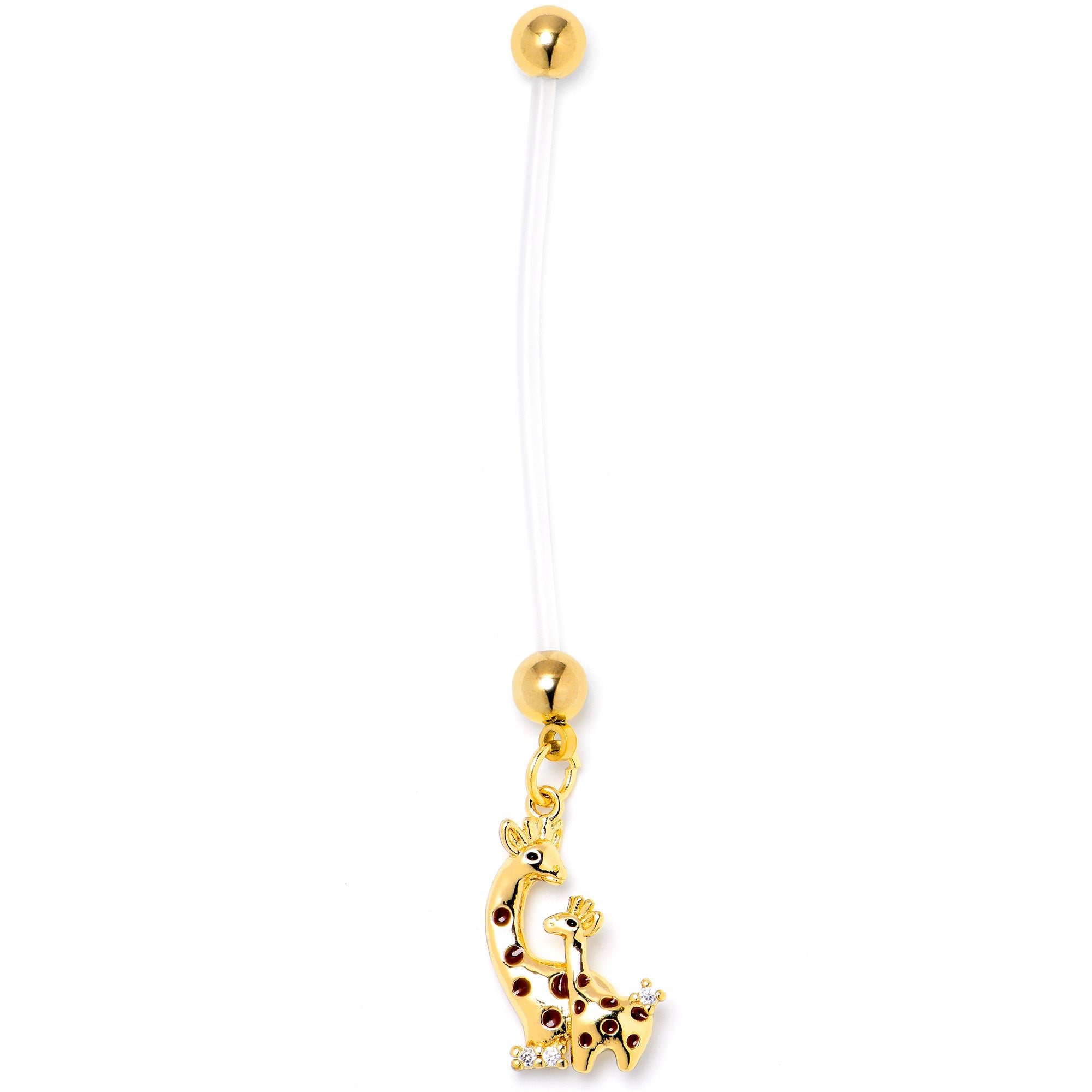 BodyCandy Clear CZ Gem Mom and Baby Giraffe Dangle PTFE Pregnancy Belly Ring — lifestyle context