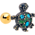 BodyCandy 16G 1/4 Blue Gem Gold Hue Sweet Sea Turtle Cartilage Tragus Earring — main product shot