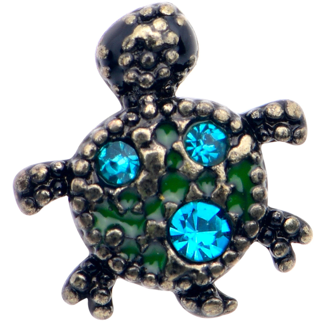 BodyCandy 20G 7mm Blue Gem Sweet Sea Turtle L Shape Nose Ring — detail close-up
