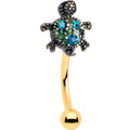 BodyCandy 16G 5/16 Blue Gem Gold Tone Sweet Sea Turtle Curved Eyebrow Ring — main product shot